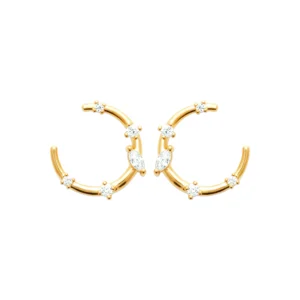 Boucles d'oreilles puces plaqué or 3 microns avec oxydes de zirconium réf. 23077210