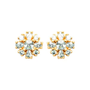 Boucles d'oreilles puces plaqué or 3 microns avec oxydes de zirconium réf. 23078510