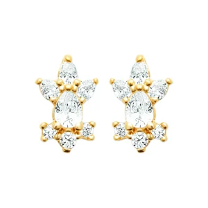 Boucles d'oreilles puces plaqué or 3 microns avec oxydes de zirconium réf. 23078810
