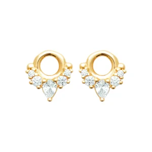 Boucles d'oreilles puces plaqué or 3 microns avec oxydes de zirconium réf. 23079210