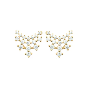 Boucles d'oreilles puces plaqué or 3 microns avec oxydes de zirconium réf. 23081010