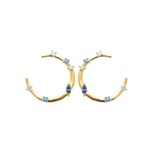 Boucles d'oreilles puces plaqué or 3 microns avec pierre synthétique réf. 23077160