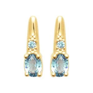 Boucles d'oreilles puces plaqué or 3 microns avec pierre synthétique réf. 23078460