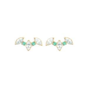 Boucles d'oreilles puces plaqué or 3 microns avec pierre synthétique réf. 23081610
