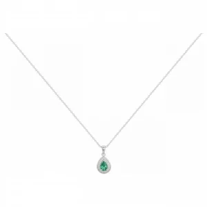 Collier argent 925 rhodié avec oxydes de zirconium blancs et spinelle synthétique vert
