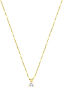 Collier avec diamant synthétique F-VS 0,10 ct en or 375/1000 jaune