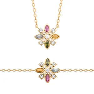 Collier plaqué or 3 microns avec pierre synthétique réf. 97433745