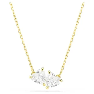 Collier Swarovski Mesmera double cœur zirconias blancs doré
